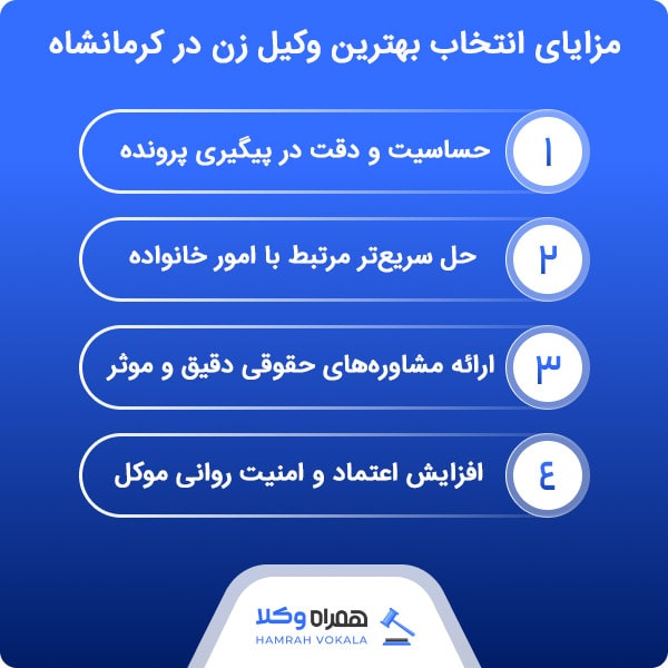 آشنایی با ویژگی‌های شاخص بهترین وکیل زن در کرمانشاه