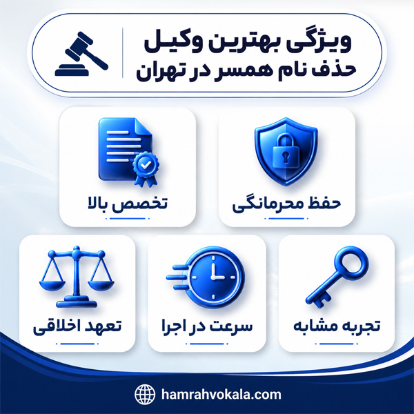 ویژگی بهترین وکیل حذف نام همسر در تهران